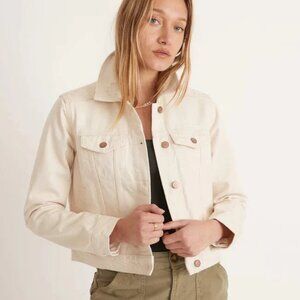 Marine Layer Cropped Cream Denim Jacket
